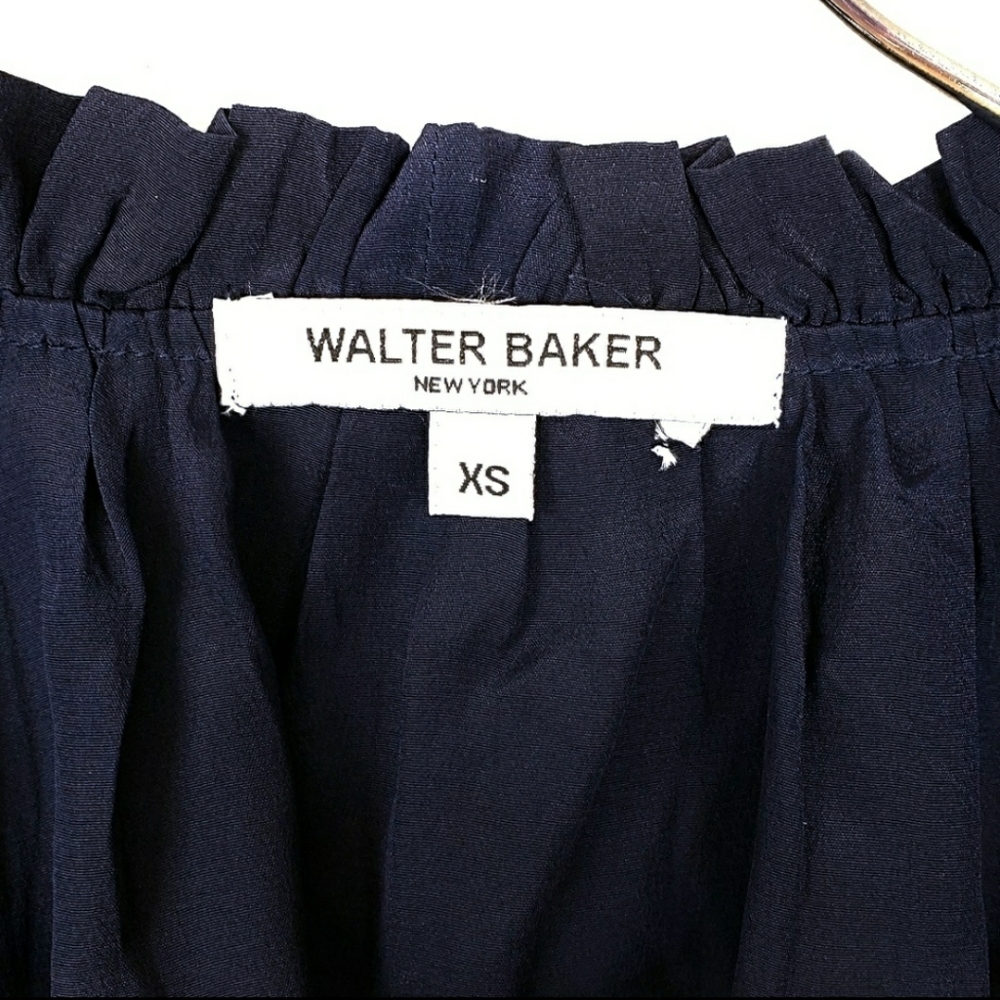 Walter Baker Navy Silk Boho Kelsey Peasant Top XS - Picture 4 of 7